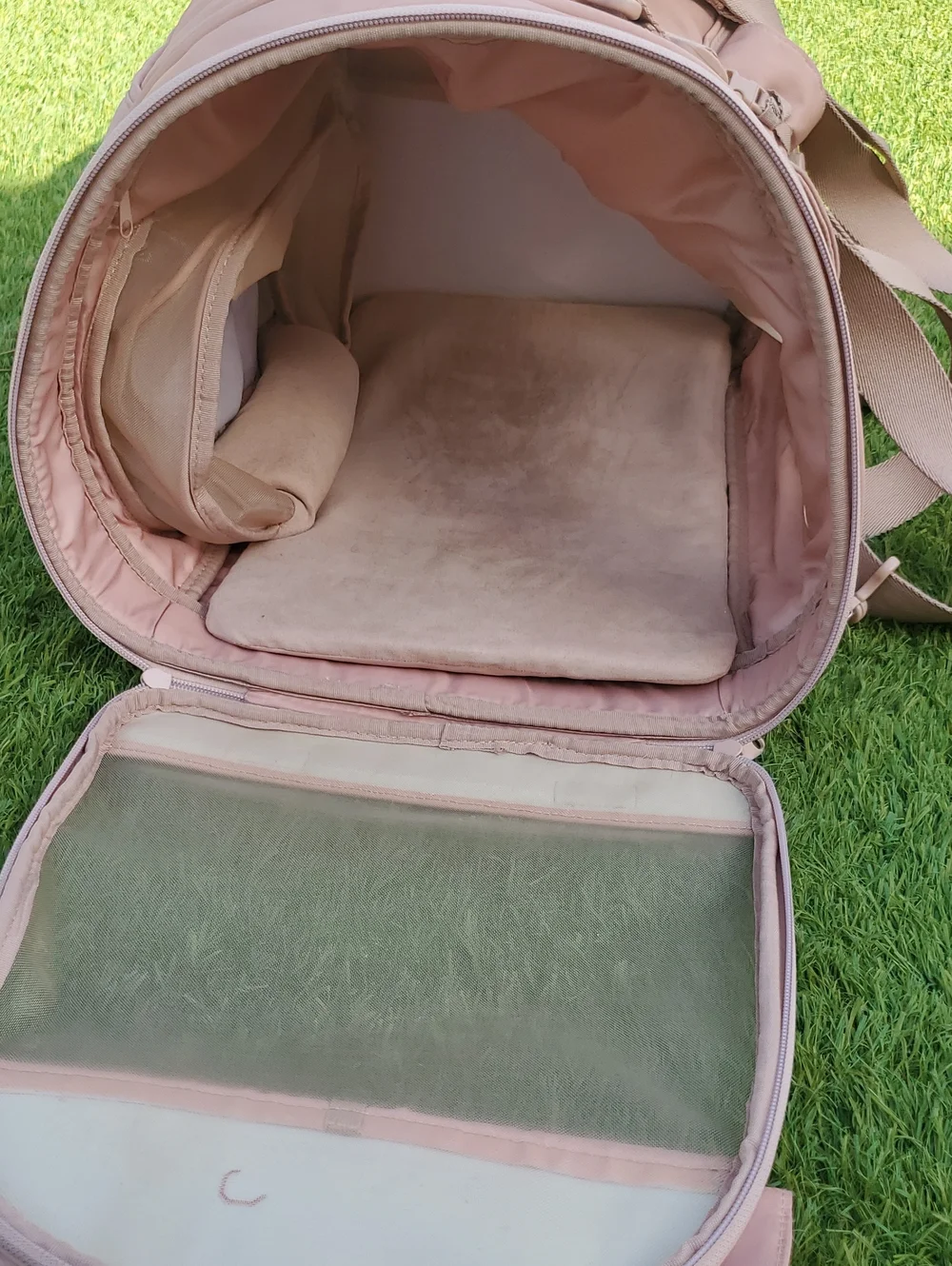 Maxbone All-In-One Travel Pet Carrier - Light Camel/Pink